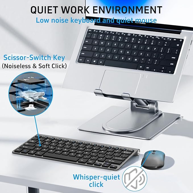 2.4G Wireless Keyboard and Mouse Compact Keyboard Mini Portable Silent Mouse, Suitable for Laptops Mac PC、 Travel Keyboard and Mouse