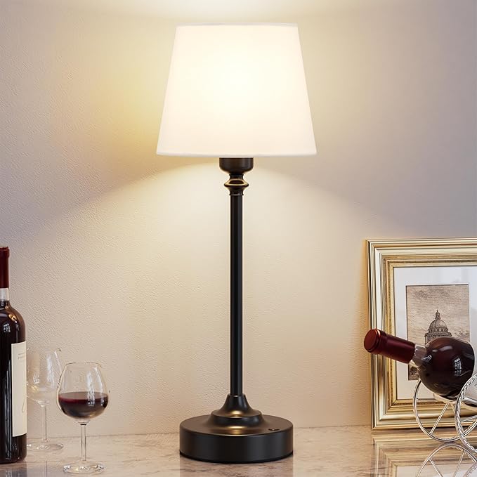 Kakanuo Cordless Table Lamp Rechargeable Black - 1 Pack 4000mAH Battery Operated Lamp for Decor, 3000K Stepless Dimming Touch Control Wireless Lamp for Bedroom, Dining Table, Kitchen, Living Room