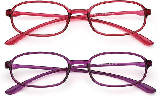 AQWANO 2 Pack Blue Light Blocking Computer Reading Glasses UV Protection Flexible TR90 Frame Lightweight Readers Glasses for Women Men +3.0