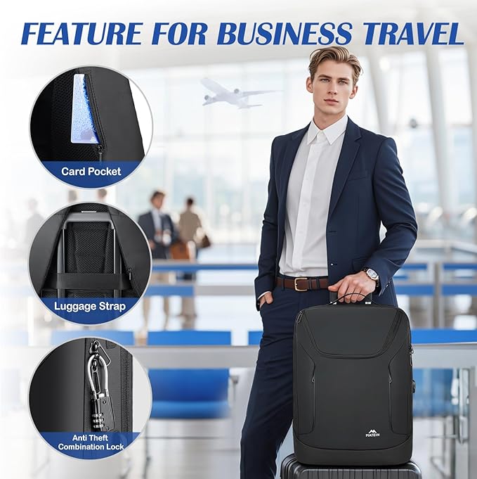 MATEIN Waterproof Laptop Backpack 17 Inch, Anti Theft Business Backpack with Lock & USB Charging Port, Large TSA Tech Backpacks College Computer Back Pack Gifts for Men Women Work Office Travel, Black