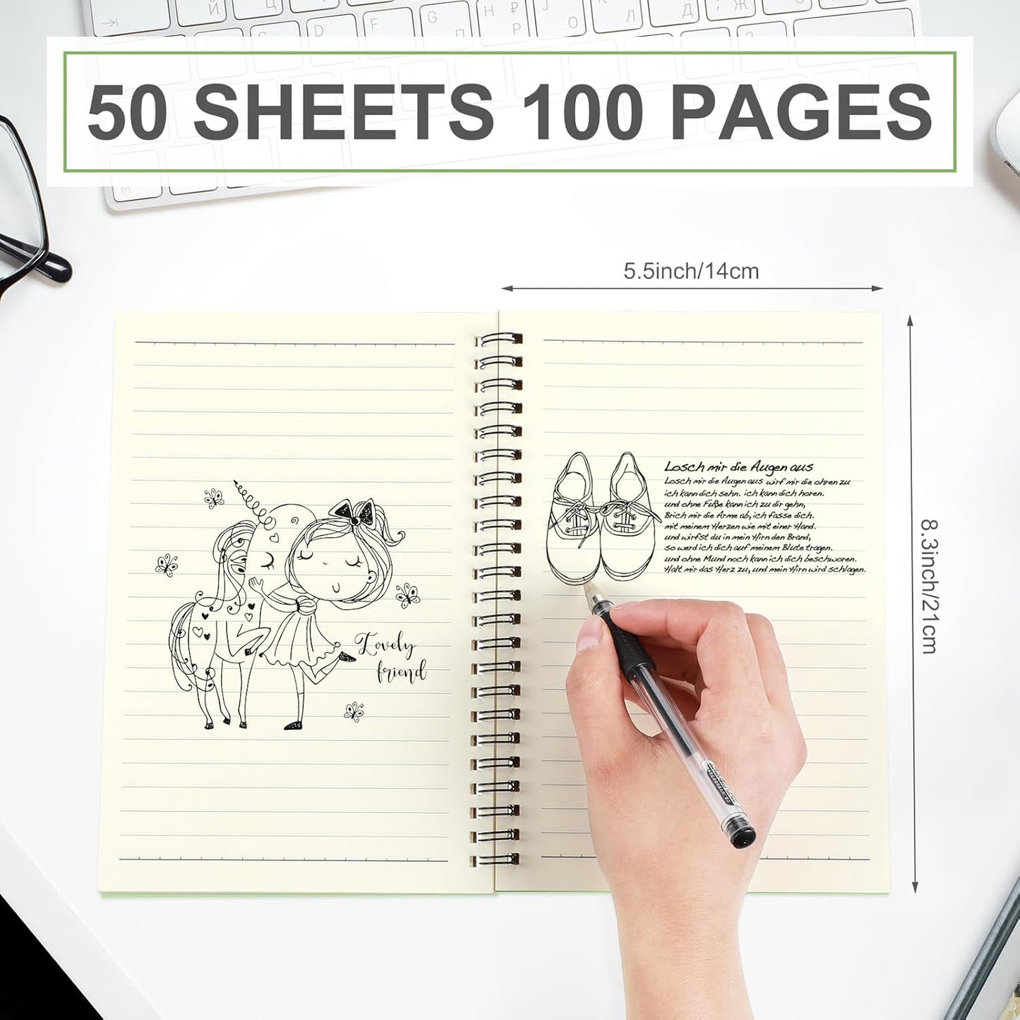 Yahenda Spiral Notebook Bulk A5 Journal Lined 8.3'' x 5.5'' Writing Composition Paper Small Notepad Subject Notebook for Students Office Business Back to School Supplies(Pastel Colors,4 Pcs)