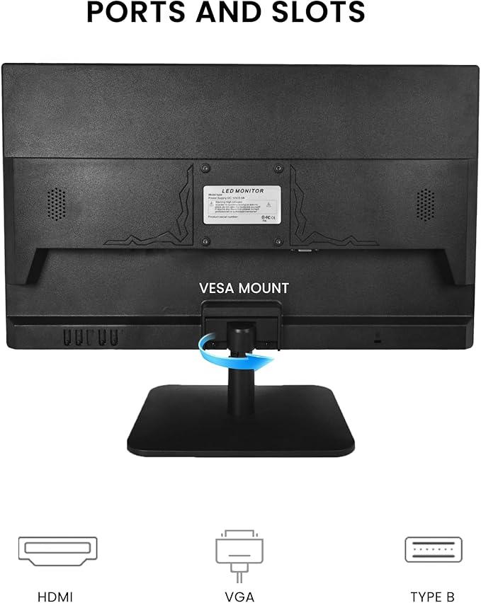 21.5 Inch Touchscreen Monitor FHD 1920x1080p IPS Screen, VESA Support, 10-Points Computer Touch Screen PC Display with Type-B HDMI VGA Port, 75Hz Desktop Touch Display, Black