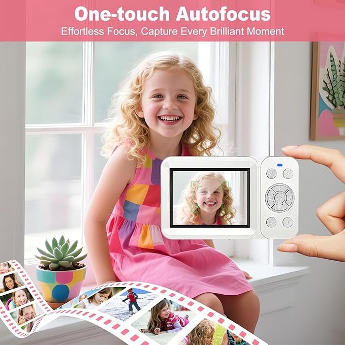 Digital Camera, 4K 64MP, 18X Zoom, Point and Shoot Digital Camera with 64GB TF Card & 2 Batteries, Portable Rechargeable Small Camera for Kids Teens Adult, White