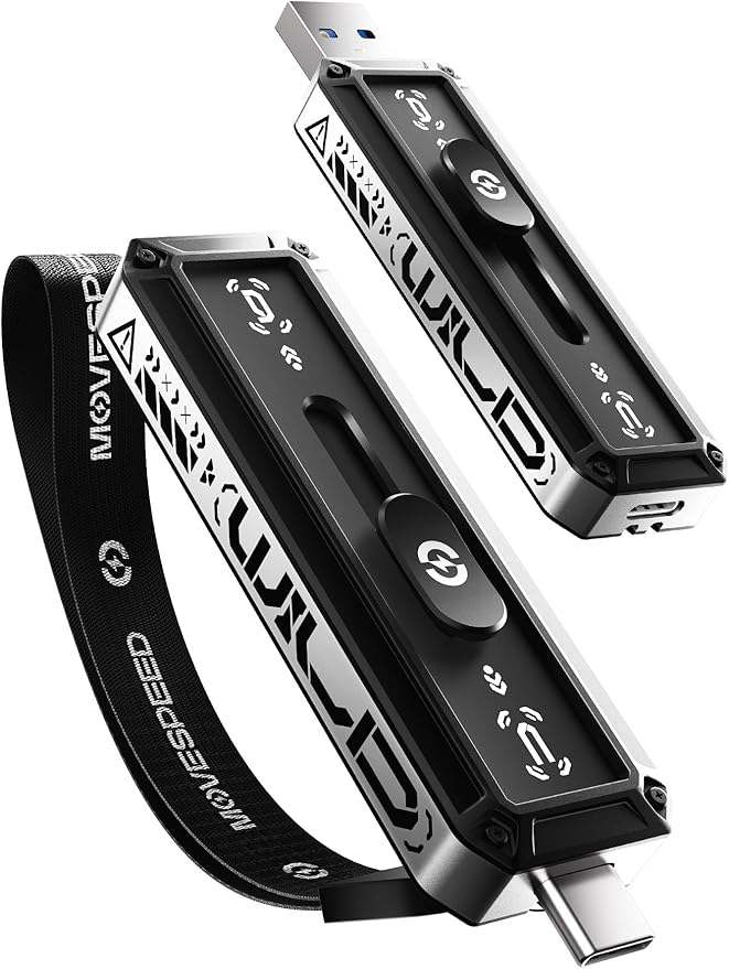 MOVE SPEED 512GB External SSD 560MB/s Read Speed, USB 3.2+USB C Dual Ports External Drive, Portable SSD 3-Stage Push-Pull Design for iPhone 15/16/17 Series/Mac/Android Phone etc