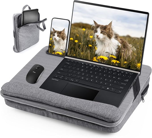 Cloudtrip Portable Lap Desk with Cushion and Storage Bag - 15.6 in Laptop Storage Home Office Workstation for Couch or Bed, Computer Laptop Stand