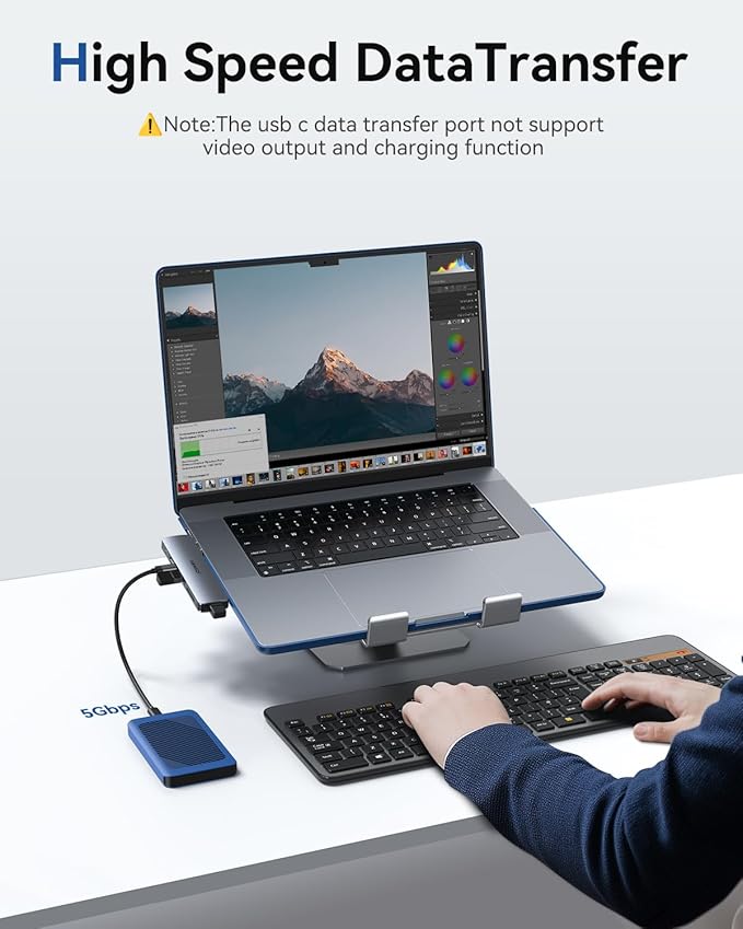 USB C Adapter HDMI USB Multiport Hub,8 in 2 Accessories with 4K@60hz HDMI,Thunderbolt 3,USB C and 3 USB A 3.0 Data Ports SD TF Card Reader, Audio (Grey)
