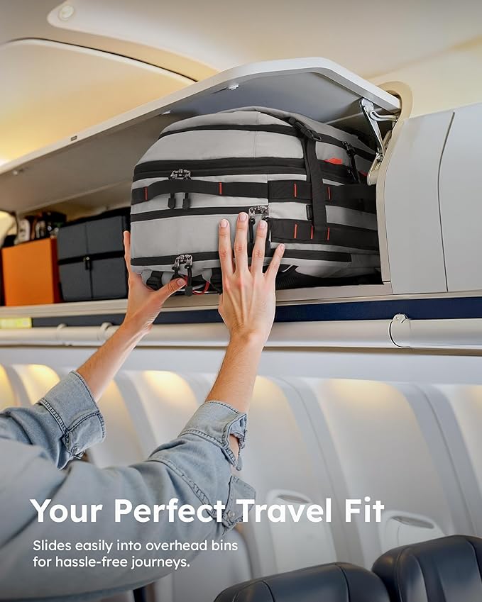 Tolaccea Carry on Travel Backpack, TSA Friendly Flight Approved Laptop Backpack Duffle Bag for Men Women with Dual Laptop Storage for 17.3", Expandable Business Rucksack 40L-50L Large - Grey