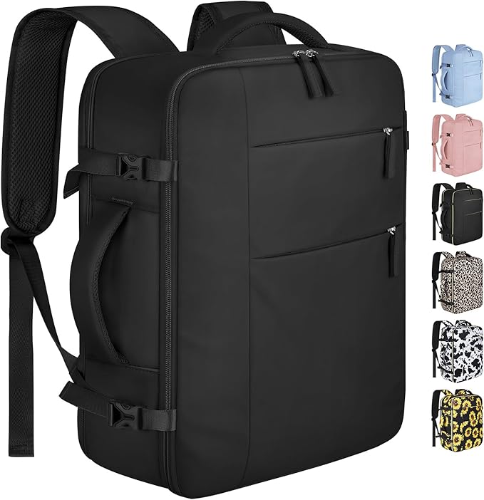 Capolo Travel Backpack for Women Men Waterproof Laptop Backpack Airlines Approved Carry On Backpack Bag Computer Bookbag for Business, Work, Traveling Fits 17 Inch Laptop(Black Zipper)