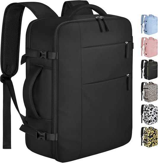 Capolo Travel Backpack for Women Men Waterproof Laptop Backpack Airlines Approved Carry On Backpack Bag Computer Bookbag for Business, Work, Traveling Fits 17 Inch Laptop(Black Zipper)