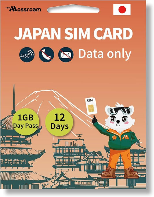 Japan SIM Card – Prepaid Data Plans | 1GB Daily,12 Days | High-Speed 4/5G LTE | No Daily Restrictions | Perfect for Tourists & Business Travelers