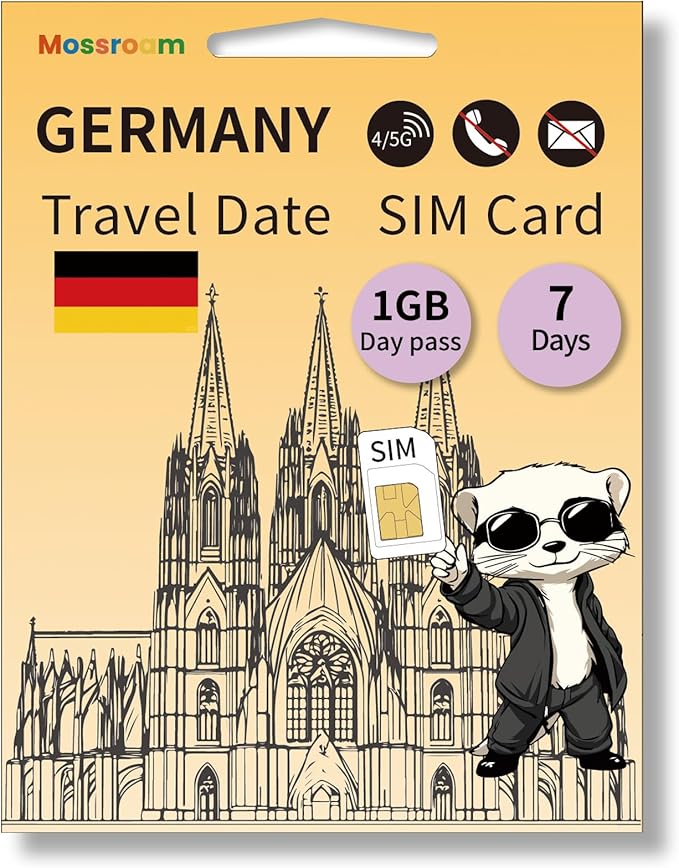 Germany SIM Card-High Speed 4/5G LTE for Fast Browsing,7 Days Plan,1GB Prepaid Data Daily, 3 in 1 SIM Card for German Business Travelers