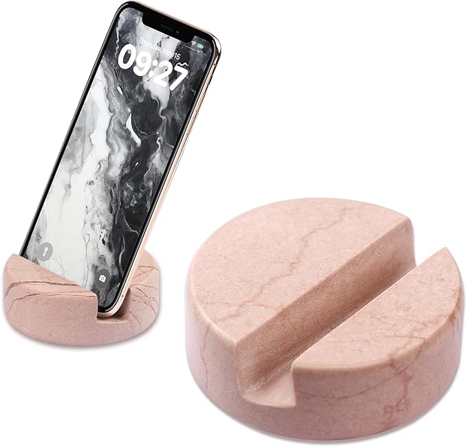 Marble Phone Stand for Desk - Cell Phone Holder for Nightstand Office Decor Telephone Boho Pink Marble Kitchen Accessories