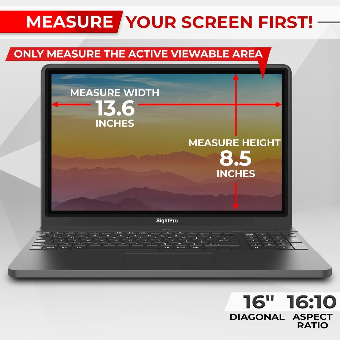 Magnetic Laptop Privacy Screen 16 Inch 16:10 - Removable Computer Privacy Filter Shield and Protector