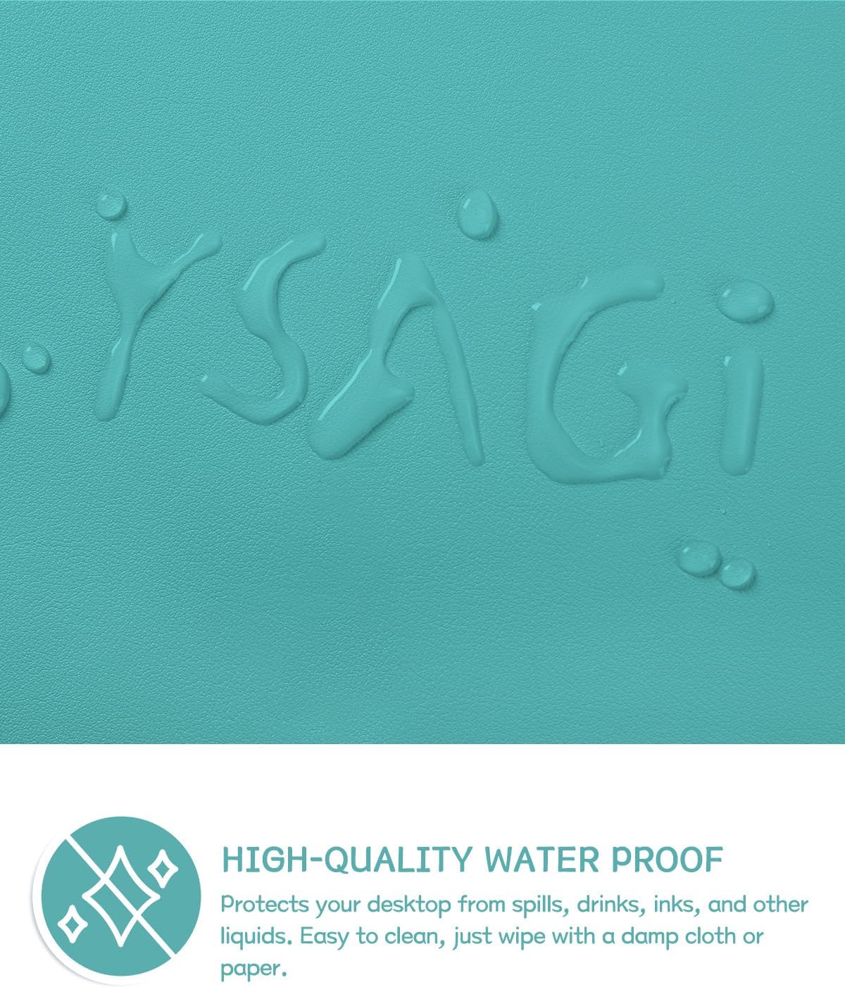 YSAGi Non-Slip Leather Desk Pad L Size, Waterproof Laptop Computer Desk Keyboard Mat, Table Protector Blotter Mat, Large Mouse Pad for Office/Work/Home/Decor(Green Blue, 35.4" x 17")