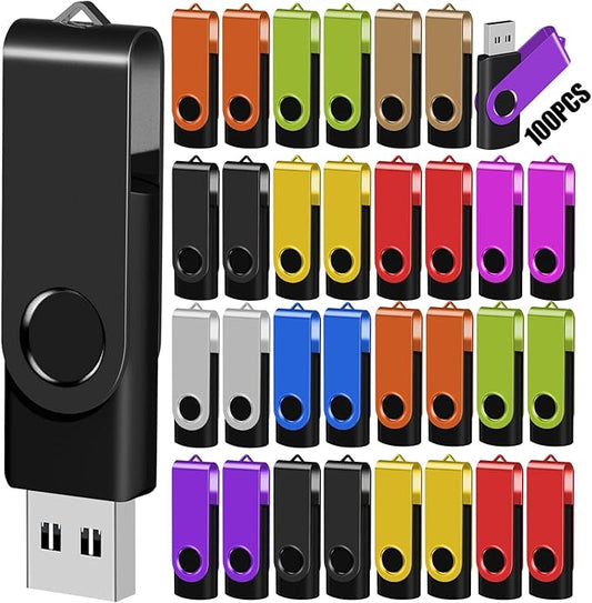 EASTBULL Flash Drives Bulk 8GB USB Thumb Drive 50 Pack USB 2.0 Memory Stick Swivel Pen Drive with Lanyard for Storage and Backup (8 GB 50 Colors)