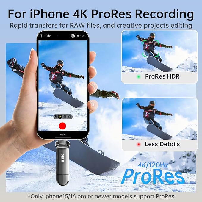 SSK 2TB Flash Drive, External SSD Up to 1000MB/s, Dual Port USB C & USB 3.2, Zinc Alloy Portable Thumb Drive Stick for iPhone 15/16 Pro, Mac, Android OTG, PC Backup Storage