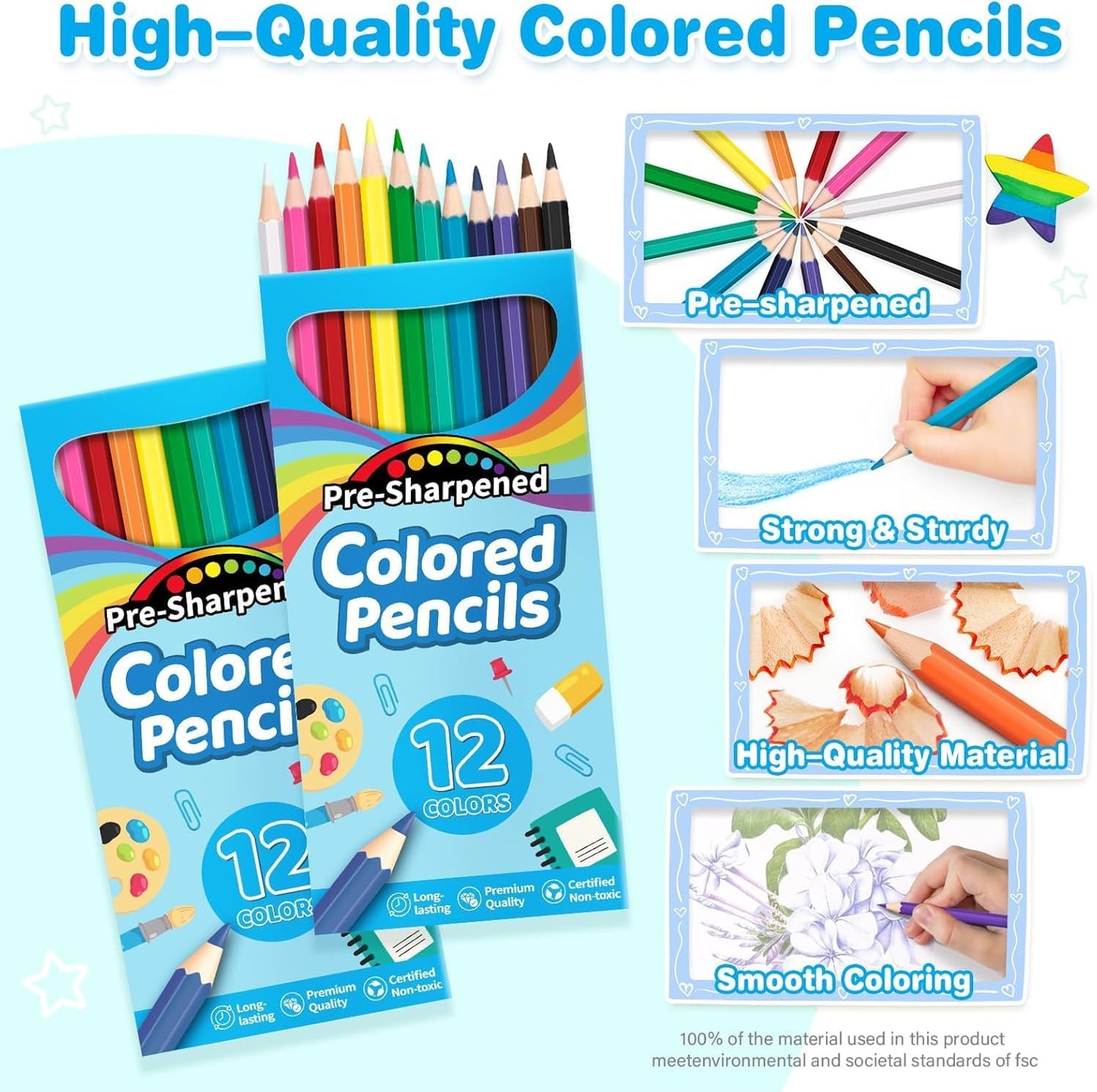 Jumlys 864 Count Colored Pencils Bulk, 72 Packs Pre-sharpened Coloring Pencils for Kids in 12 Colors, Bulk School Supplies for Teachers, Ideal Back to School Supplies & Classroom Prizes