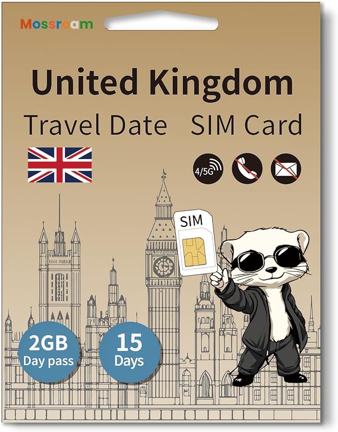 Great Britain（The UK） SIM Card – Prepaid Data Plans | 2GB Daypass,15 Days | High-Speed 4/5G LTE | No Daily Restrictions | for Tourists & Business Travelers