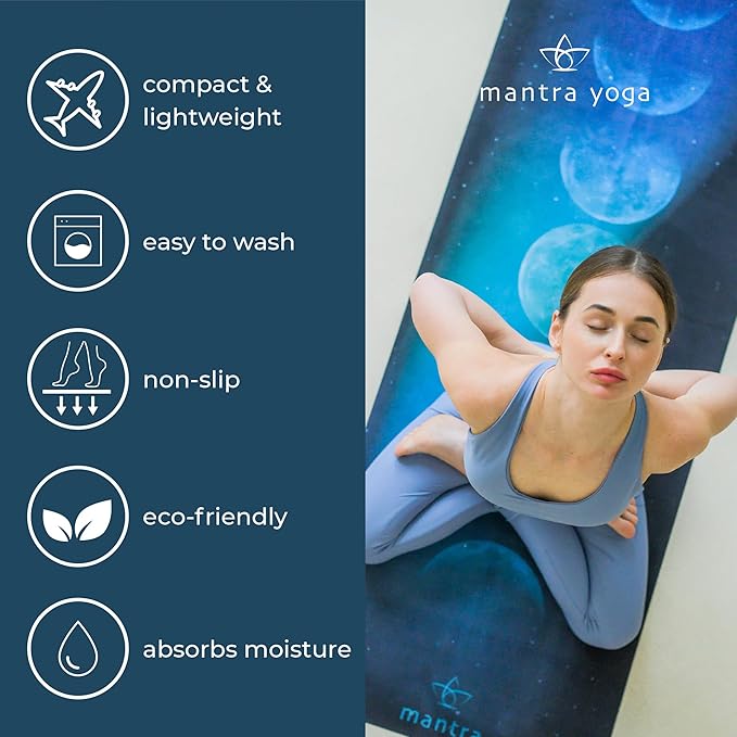 Mantra Yoga Travel PRO 1.5mm - Foldable Fitness & Exercise Mat with Bag | Lightweight, Compact & Eco-Friendly | Non-Slip & Washable | For All Types of Yoga | 72" L x 24" W | 2.6 lbs