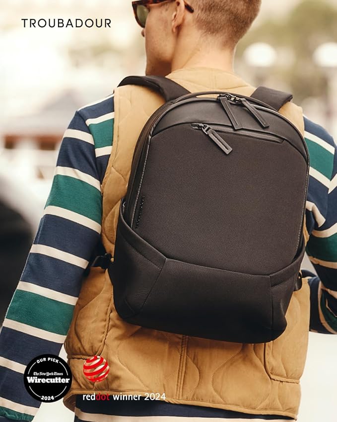 Troubadour Apex 3.0 Compact - 16L Premium Laptop Backpack - Ergonomic & Water Resistant - Designed for Work and Travel - Black