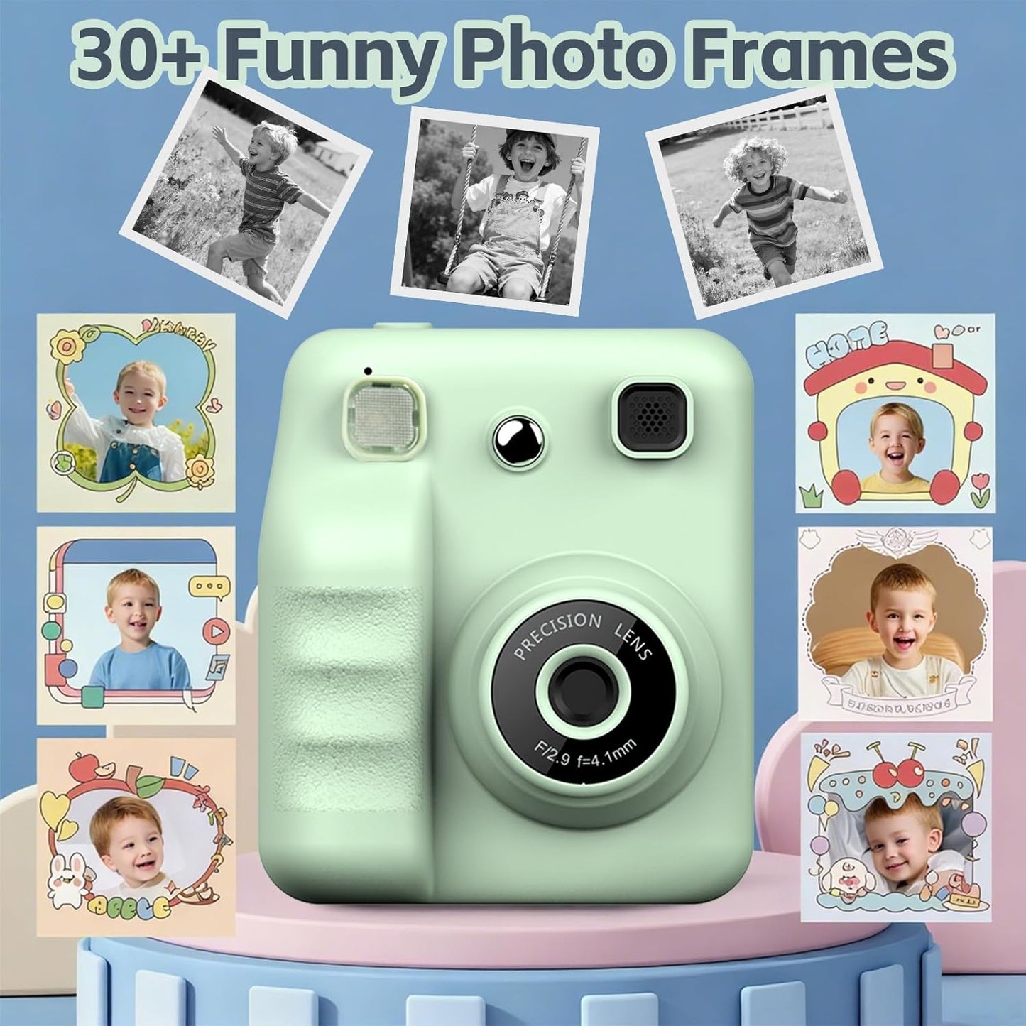 Kids Camera Instant Print,1080P Instant Cameras That Print Photos,Christmas Birthday Gifts for Kids Age 3-12,Toddlers Instant Digital Cameras for Boys and Girls with 32G Card