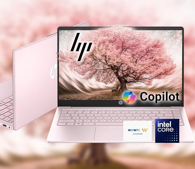 HP 14 Ultrabook • Intel 4-Core N150 • Microsoft 365 • Copilot AI • 4GB RAM • 1.6TB Storage (128GB SSD + 512GB Portable + 1TB OneDrive) • Wi-fi • 12 Hr Battery • Pink • w/WOWPC Bundle • Win 11