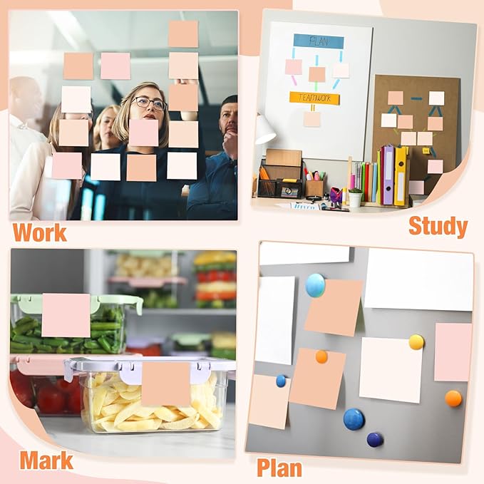 Fainne 24 Pack Sticky Notes Bulk Back to School Supplies Self Stick Note Pads Paper Memo for Office First Day of School Student Teacher Essentials (2 x 2 Inches,Pink)