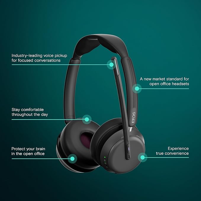 EPOS Impact 1061T - Enhanced Open Office Headset with Hybrid ANC, AI™ Microphone, and Multipoint Connectivity