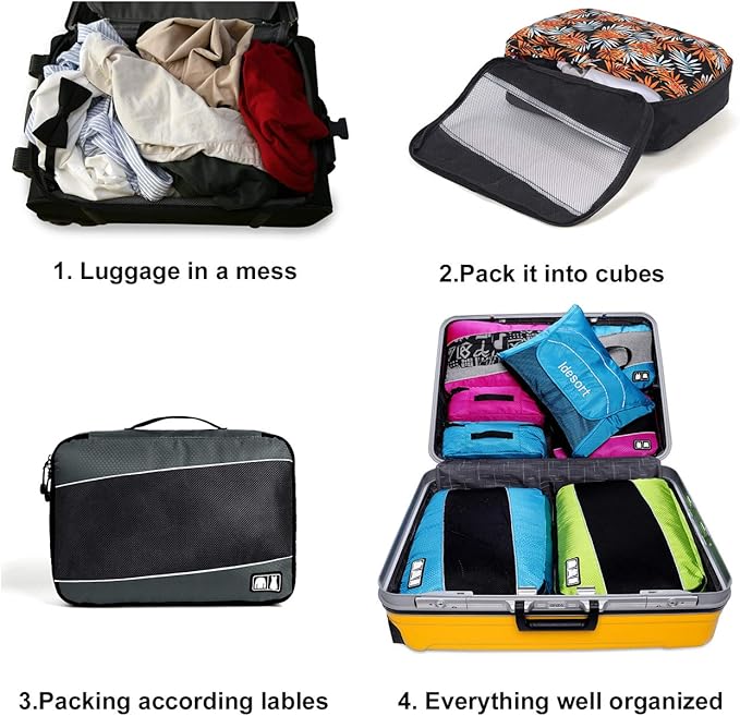 Packing Cubes Luggage Bags Organizer Durable Travel Accessories With Clothing Label