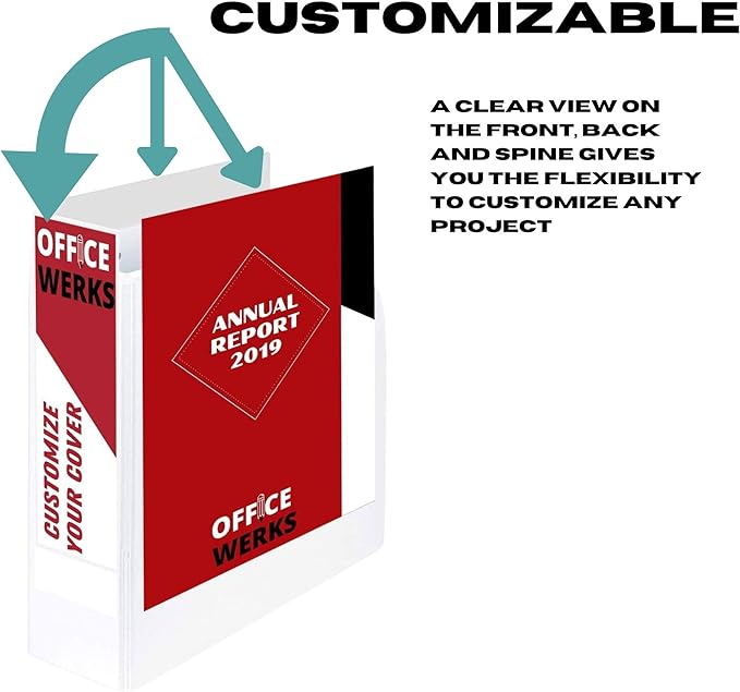 3 Ring Binder, Professional Angle D Ring 4 Inch, Presentation Folder for Standard Pages 8.5 x 11 with Pockets, Crystal Clear View White (4 Pack)