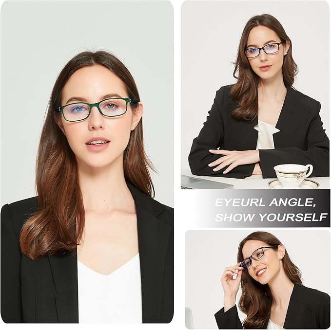 EYEURL Reading Glasses For Women - Blue Light Blocking Glasses Reduce Eyestrain - 2 Pack TR90 Frame Lightweight +0.0
