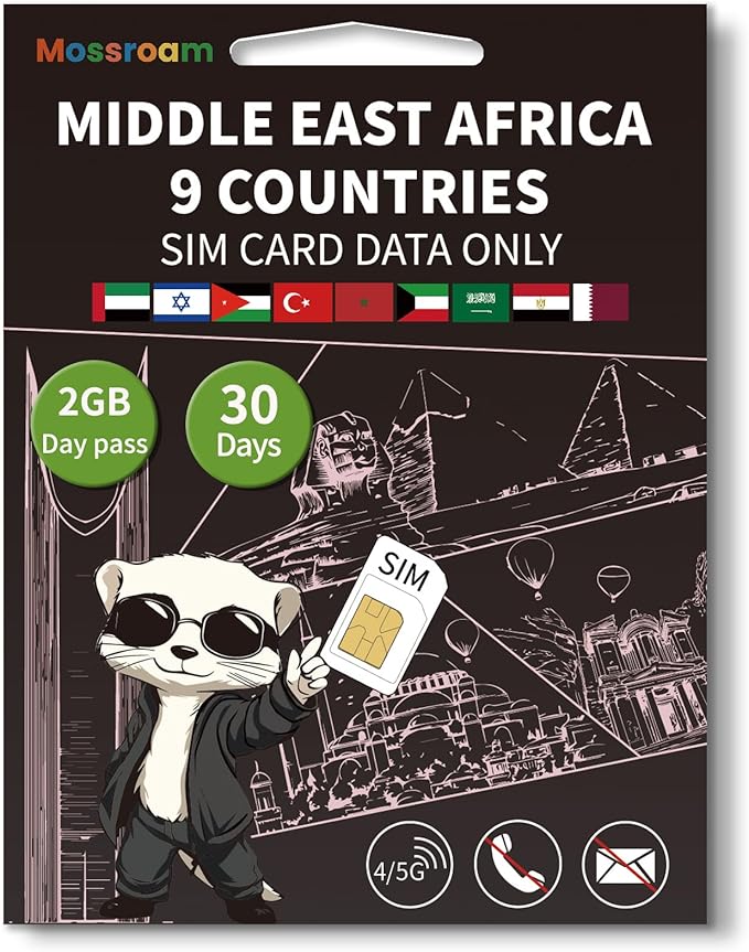3-in-1 SIM Card for 9 Countries in The Middle East and Africa– Prepaid Data Plans | Daily 2GB,30 Days | Unlimited 4/5G Speed Internet