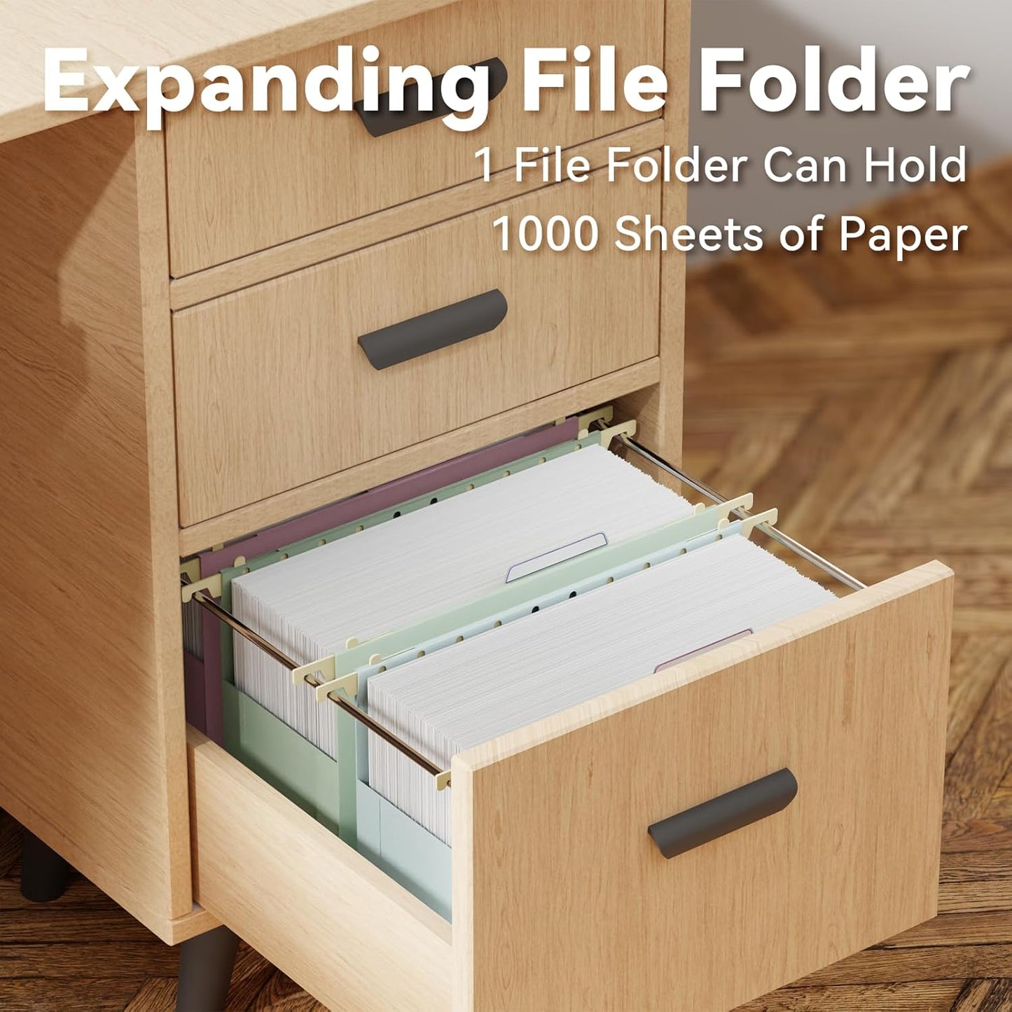 Ansook Plastic Hanging File Folders Letter Size,4" Extra Capacity File Folder with Tabs,6 Pack File Cabinet Folders for Documents,Heavy Duty Morandi Colored File Folders for Home and Office Bulk File