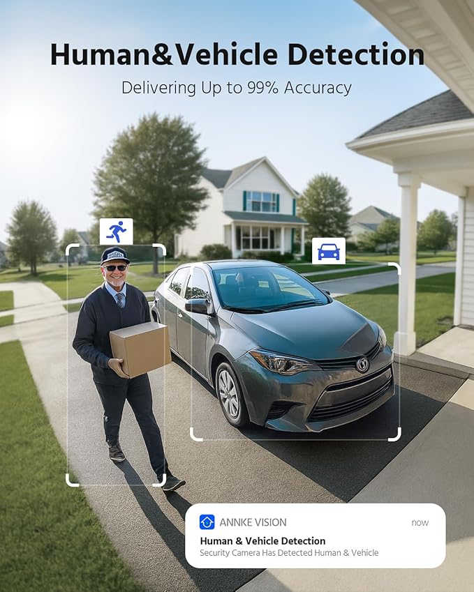 ANNKE FCD800 4K 8MP Dual Lens PoE Security Camera, 180°Panoramic View, Smart Dual Light Color Night Vision, Two-Way Audio, Light&Sound Alarm, AI Human/Vehicle Motion Detection, IP67 Weatherproof