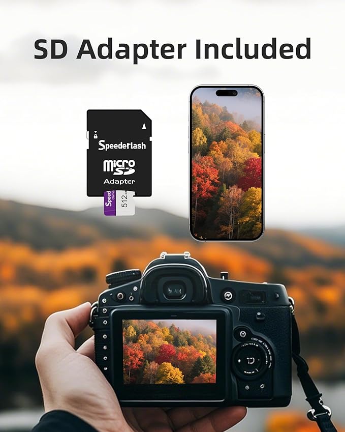 Micro SDXC Memory Card 32GB 2 Pack, Speederlash Camera Plus TF Card with Adapter, Up to 90MB/s Read Speed, 4K UHD&5K Video Support, U1 V30 A1 Rated, Waterproof, for Security Camera, Dashcam, Drones