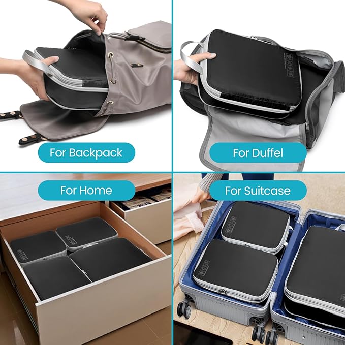 Cambond Compression Packing Cubes for Travel Women - Travel Bags Luggage Organizers Travel Essentials Compression Cubes for Travel Carry on Suitcases Organizer