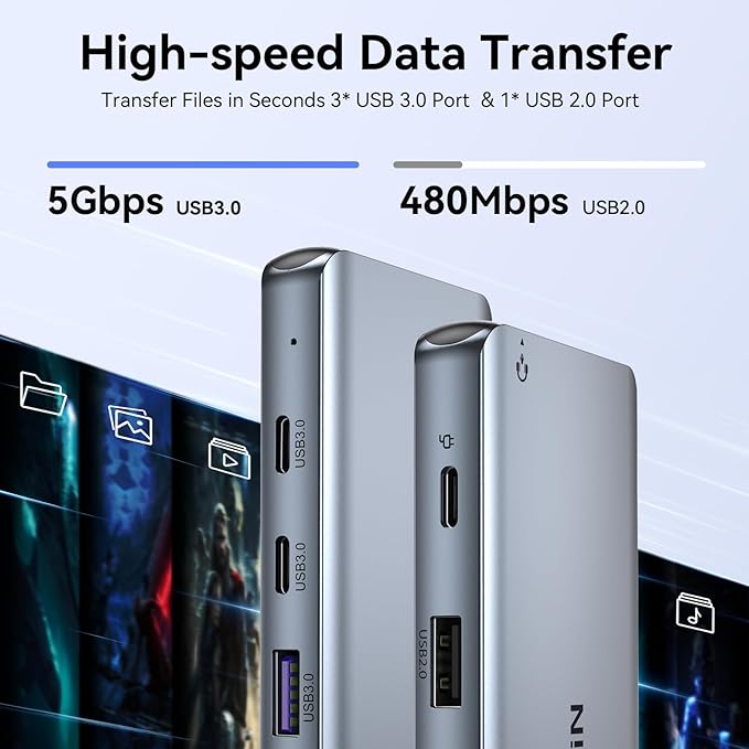 USB C Docking Station Dual Monitor, Laptop Docking Station 3 Monitors, MOKiN 12-in-1 USB C Dock Hub Multiport Adapter with 4K HDMI+DisplayPort+VGA, 100W PD, 4 USB Ports, Ethernet, SD/TF and Audio