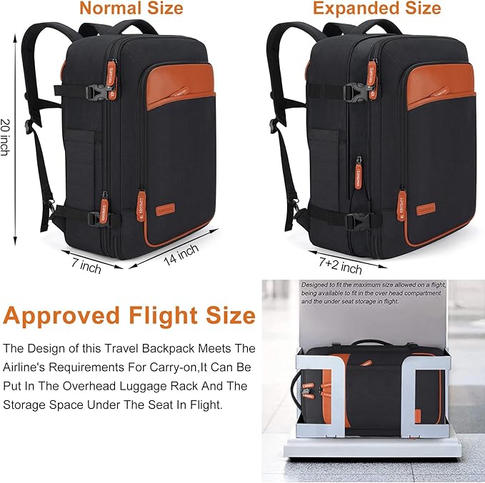 Travel Laptop Backpack,42L Carry on Luggage, Flight Approved Expandable Backpack,Business Anti Theft Weekender Bags for Women Men, Water Resistant Expandable Backpacks With 4 Packing Cubes