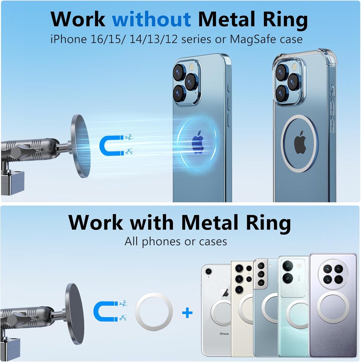 Metal Ultra Magnetic Phone Mount for Toyota 4Runner 2024 2023 2022 2021 2020-2010 5th Gen 4runner Accessories Dash Cell Phone Holder Adjustable Phone Stand Fit for All Smartphone for MagSafe