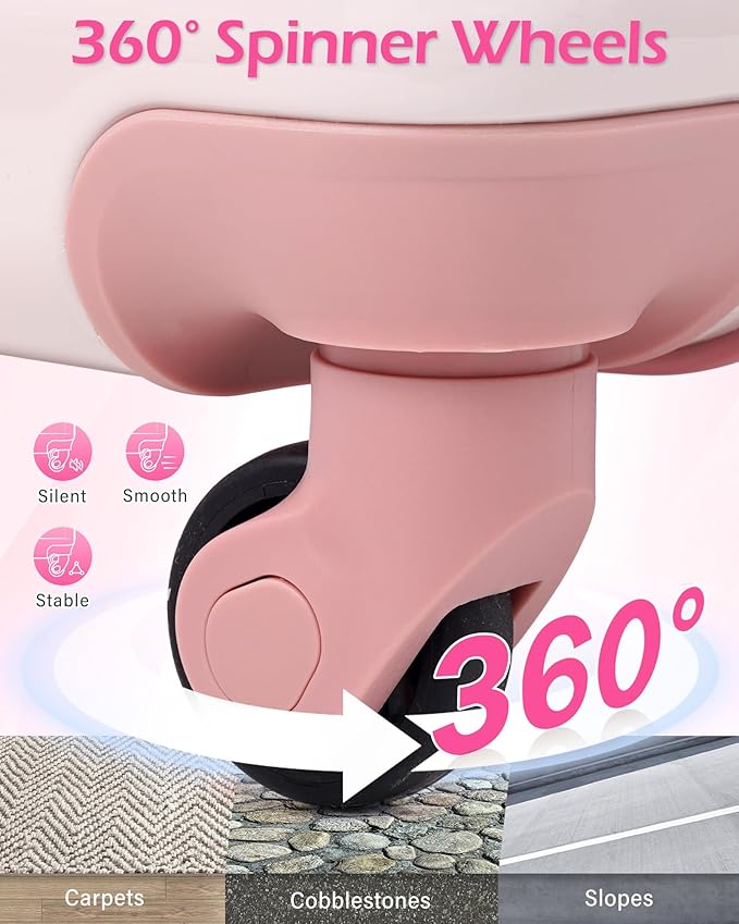 LONG VACATION Carry On Luggage Sets 3 Piece 20 Inch Suitcase Set, ABS+PC Hardshell Lightweight Travel Luggage with Spinner Wheels & YKK Zipper TSA Lock (Pink and White, 20 INCH)