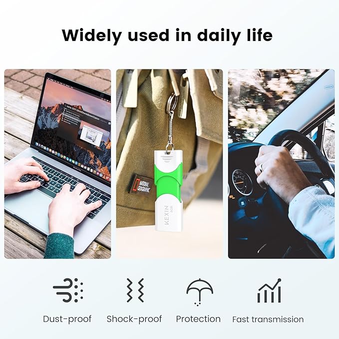 KEXIN 8GB Flash Drive 10 Pack USB 2.0 Flash Drive 8 GB Thumb Drive 2.0 USB Drive Bulk Jump Drive Swivel Pen Drive Data Storage USB Stick with LED Indicator 8G Green