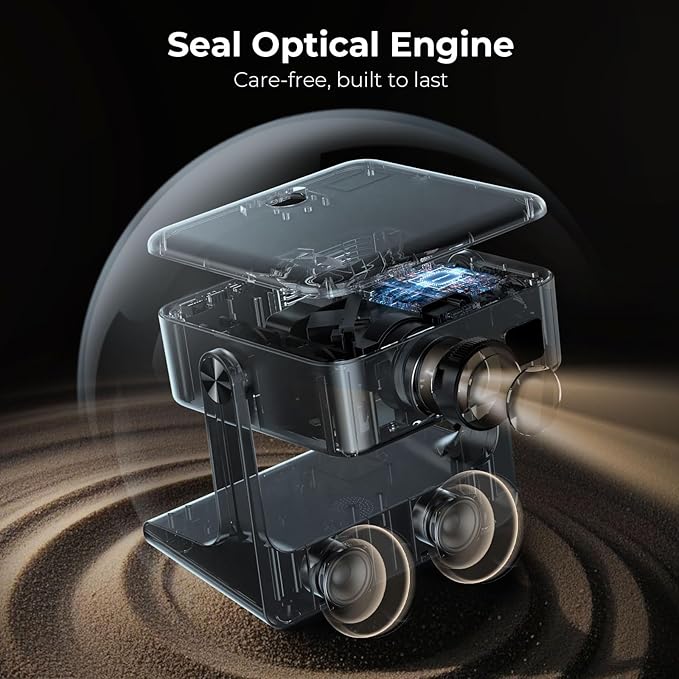 [1500 ANSI/Google Store/Voice Control] 4K Outdoor Smart Projector with WiFi6 and Bluetooth, 10,000+ Apps, Portable Proyector, Sovboi 1080P Audio Phone Movie Home [180° Stand & 300 ''Display]