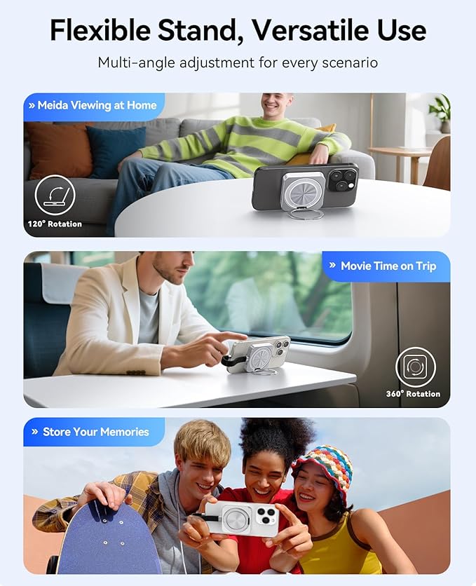 ORICO 1TB Magnetic External SSD with Kickstand, Up to 2000MB/s, 4K ProRes HDR Record and Store, Aluminum Alloy, MagSafe Portable SSD for iPhone 16 Pro Max, Tablet, Computer - CZ20PLUS