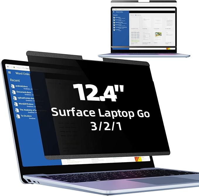 Mamol Magnetic Privacy Screen for 12.4 inch Microsoft Surface Laptop Go 3/2/1 Removable Anti Spy Glare Blue Light Filter, Surface Laptop Privacy Screen Protector 12.4 in
