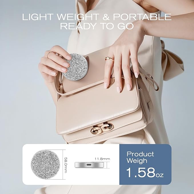 1TB Magnetic Portable SSD, USB-C 3.2 Gen 2x2 External Solid State Drives w/Speeds Up to 2000MB/s, Compact & Durable, Compatible with iPhone 15/16 Series & Other USB-C Devices, Diamond Silver