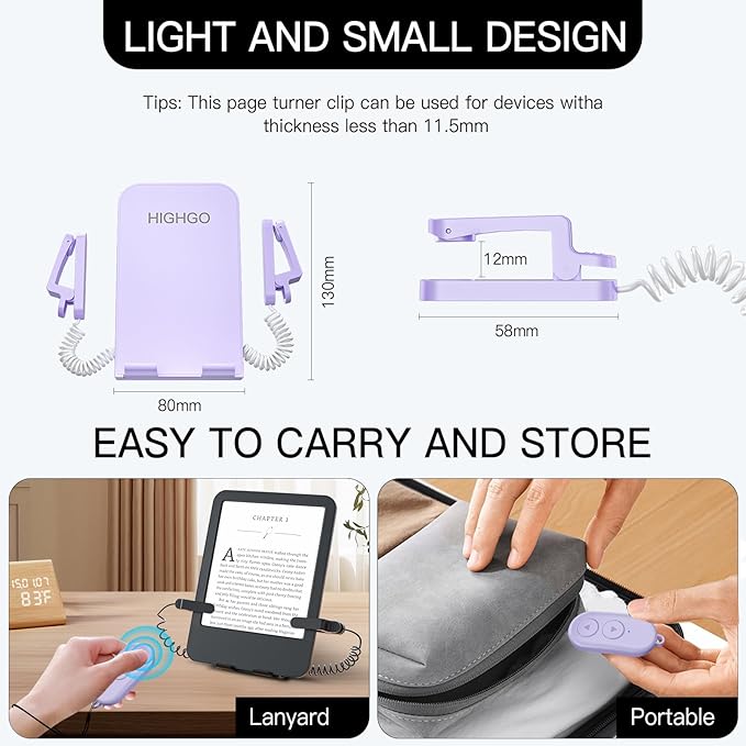 Remote Control Page Turner and Stand for Kindle Paperwhite Oasis eReaders,Clicker Page Turner Forward and Backward,Kindle Accessories for iPhone,iPad,Tablets Reading,Camera Video Record &Selfie