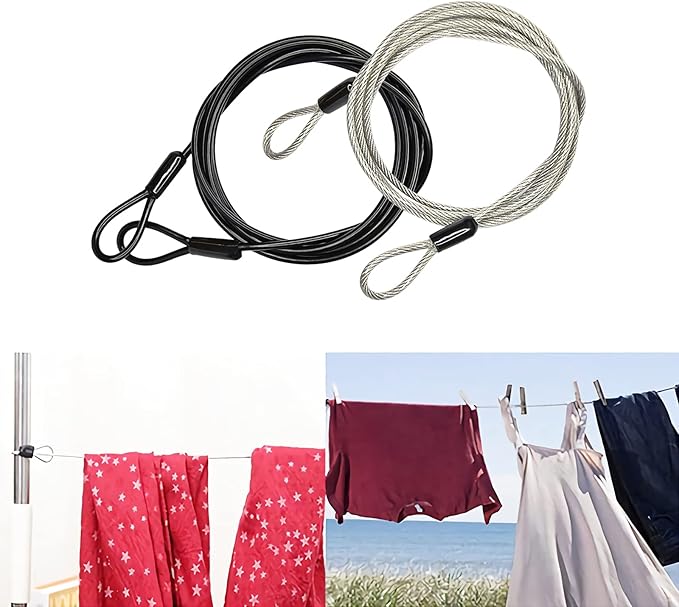 100CM/3.3ft 3mm Outdoor Travel Security Cable Lock,Braided Steel Coated Safety Cable Luggage Lock,Safety Cable Wire Rope Double Loop Lightweight GOMRQING (2 Pack)