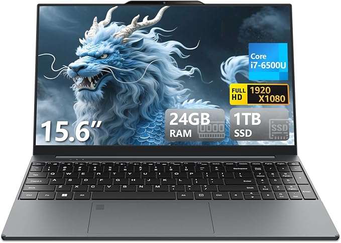 2025 Gaming-Laptop, 15.6 inch Laptop with Core-i7, Laptops 24GB DDR4 1TB SSD, Laptops with Backlit Keyboard, Fingerprint Unlock, Lap top for Student/Work/Business Win 11 Pro, Mini-HDMI TF Port