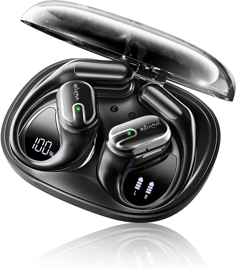 Open Ear Earbuds Bluetooth Headphones Wireless - 80Hrs Playtime Wireless Earbuds with IPX7 Waterproof Touch Control Earphones Sport with 18.2mm Drivers Stereo Sound Bluetooth 6.0 for Running Fitness