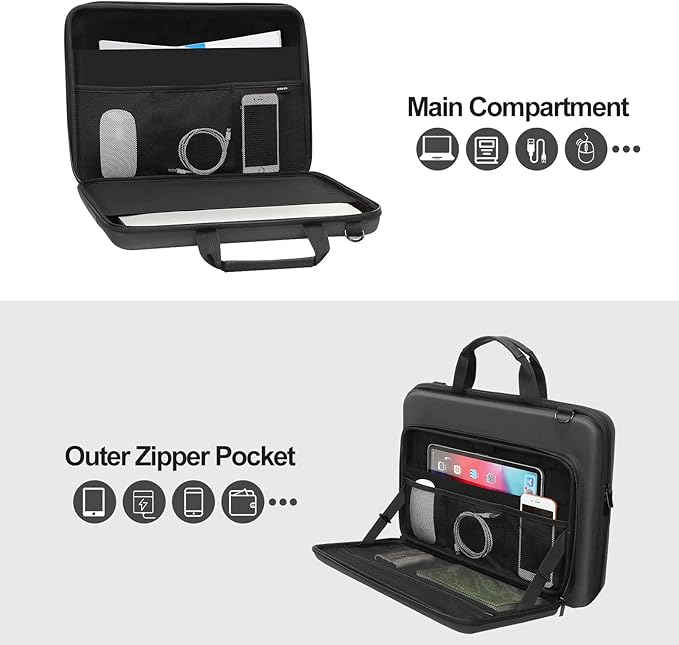 MOSISO Hard Shell Laptop Case for Men Women,15-15.6 inch Computer Bag Compatible with MacBook, HP, Dell, Lenovo, Asus, Notebook,16 inch Laptop Bag with Front Pocket & Shoulder Strap, Slate Gray